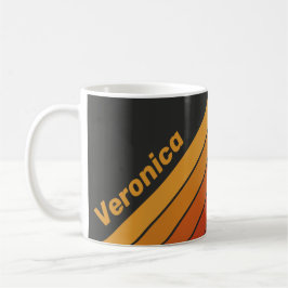Caneca De Café Vintage Midnight Sunset Stripes with Name