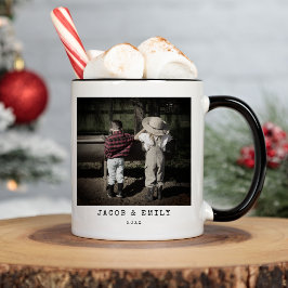 Caneca De Café Vintage Mínima Uma Foto Personalizada Natal
