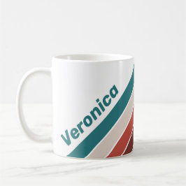 Caneca De Café Vintage Mint Rainbow Stripes with Name
