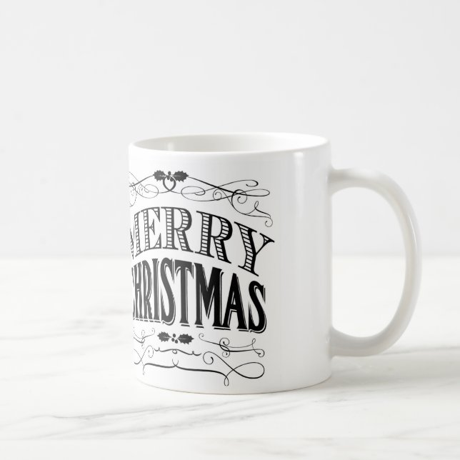 Caneca De Café vintage moderna Feliz Natal (Direita)