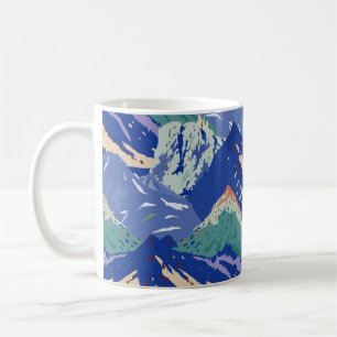 Caneca De Café vintage monta um padrão uniforme de paisagem. Escu