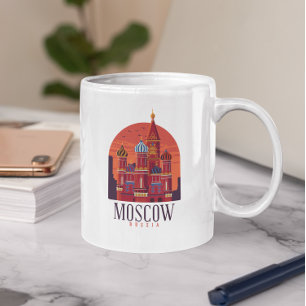 Caneca De Café Vintage Moscou Rússia Kremlin Skyline