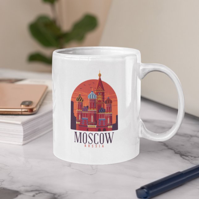 Caneca De Café Vintage Moscou Rússia Kremlin Skyline (Vintage Moscow Russia Kremlin Skyline Coffee Mug)