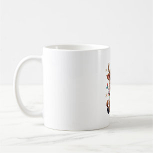 Caneca De Café Vintage Natal Vaca Highland com Chapéu de Papai No