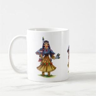 Caneca De Café Vintage Nativo Americano em trajes tradicionais