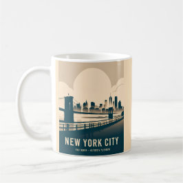 Caneca De Café Vintage New York City Manhattan Skyline Minimalist
