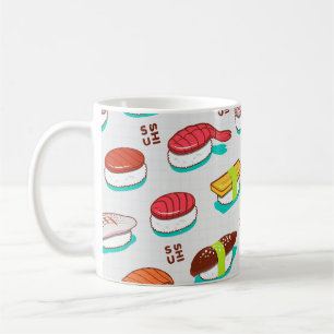 Caneca De Café Vintage nigiri sushi, padrão de rabisco