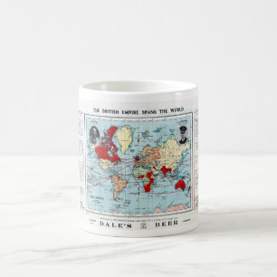 Caneca De Café Vintage O Império Britânico Espalha o Mapa Mundi