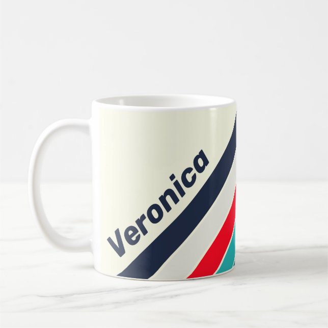 Caneca De Café Vintage Ocean Stripes with Name (Esquerda)
