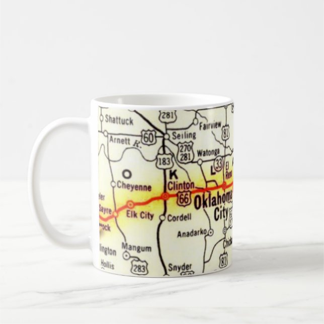Caneca De Café Vintage Oklahoma Road Map Mug (Esquerda)