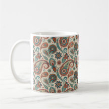 Vintage Paisley em Red Teal Cream