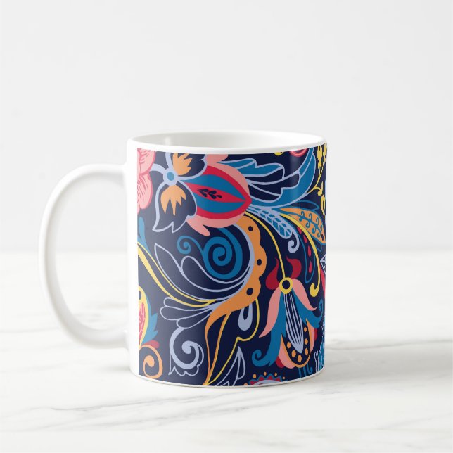 Caneca De Café Vintage Paisley Seamless Pattern Design (Esquerda)