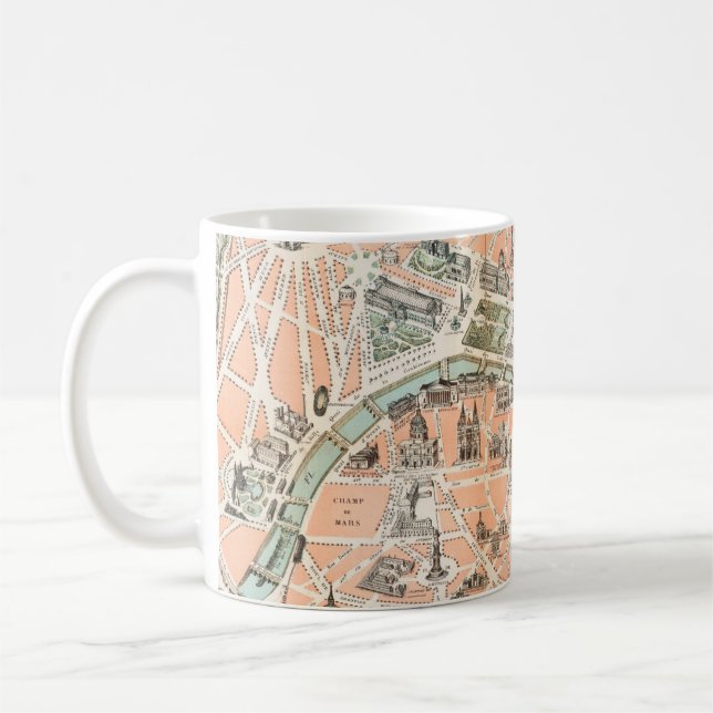 Caneca De Café Vintage Paris Mapa Café Mug (Esquerda)