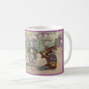 Caneca De Café Vintage Páscoa Coelho Músicos Mug