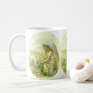 Caneca De Café Vintage Páscoa religiosa Anjo Vitoriano com Lamb