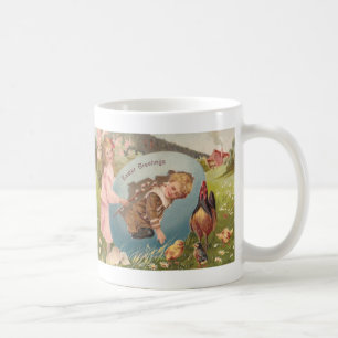 Caneca De Café Vintage Páscoa Victorian Girl & Boy