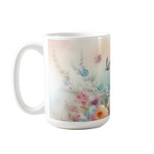 Vintage Pastel Rosa Rosas com Borboleta