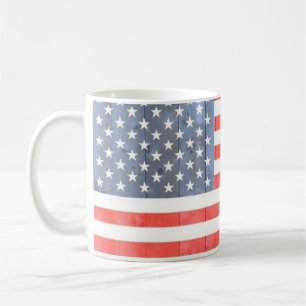 Caneca De Café Vintage Patriotic USA Flag em Wooden Fence