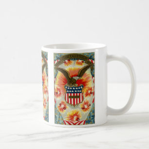 Caneca De Café Vintage Patriótico Águia e Bandeira Americana de 4