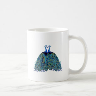 Caneca De Café Vintage Peacocks beijando presentes de casamento