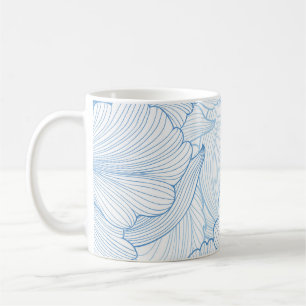 Caneca De Café Vintage Peony: Padrão Floral Sem Costura