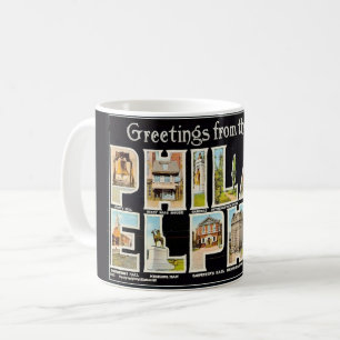 Caneca De Café Vintage Philadelphia Greeting Mug