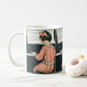 Caneca De Café Vintage Piano Music Girl por Jessie Willcox Smith