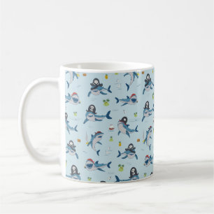 Caneca De Café Vintage pirata tubarão-do-mar engraçado, animal