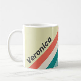 Caneca De Café Vintage Pistachio Stripes with Name