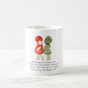 Caneca De Café Vintage Poem Red Green Pepper Cute Kids Vegetal