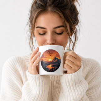 Caneca de Café Vintage Pôr do Sol na Montanha | Na
