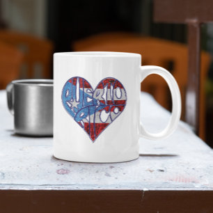 Caneca De Café Vintage Puerto Rico Flag Boricua Heart