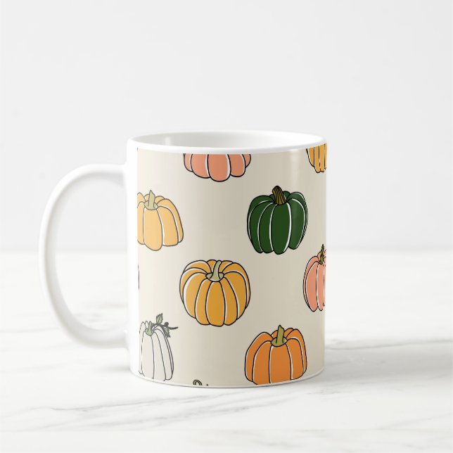 Caneca De Café Vintage Pumpkin Harvest, Padrão Invisível. (Esquerda)