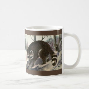 Caneca De Café Vintage Raccoon, Criaturas Florestais Selvagens