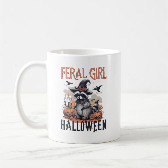 Caneca De Café Vintage Raccoon Halloween (Esquerda)
