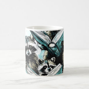 Caneca De Café Vintage Raccoon Readers Club