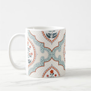 Caneca De Café Vintage, ramos de flores, têxteis indianos.