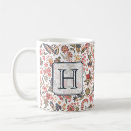 Caneca De Café Vintage Red Pink Chic Monograma Personalizado