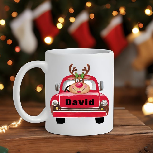 Caneca De Café Vintage Red Truck Reindeer Natal (Vintage Red Truck Reindeer Christmas Coffee Mug
)
