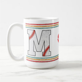Caneca De Café Vintage Retro Baseball Letter M Typography