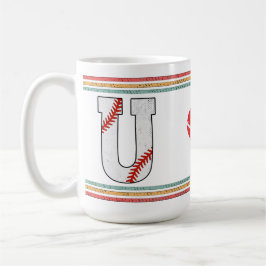Caneca De Café Vintage Retro Baseball Letter U Artwork