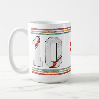 Caneca De Café Vintage Retro Baseball Number 10 Design