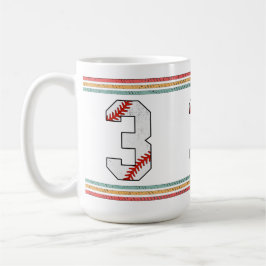 Caneca De Café Vintage Retro Baseball Number 3 Typography