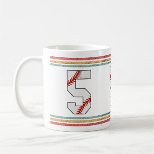 Caneca De Café Vintage Retro Beisebol Número 5 Distorcida