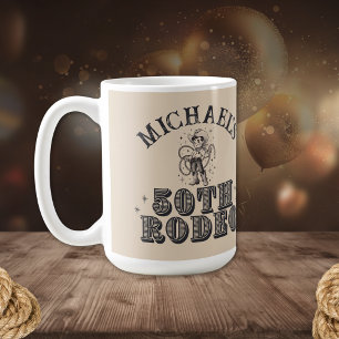 Caneca De Café Vintage Retro Cowboy Rodeo 50ª Festa de aniversári