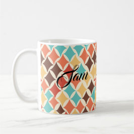 Caneca De Café Vintage Retro Diamond Shapes