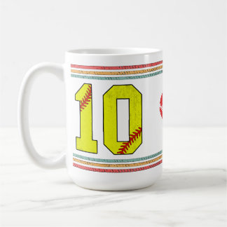 Caneca De Café Vintage Retro Softball Number 10 Design