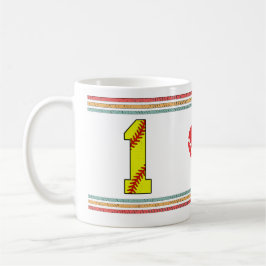 Caneca De Café Vintage Retro Softball Number 1 Design