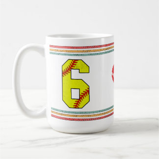 Caneca De Café Vintage Retro Softbol Número 6 Old School