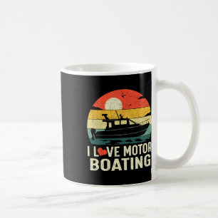 Caneca De Café Vintage Retro Sunset Pontoon Boat I Love Motor Boa